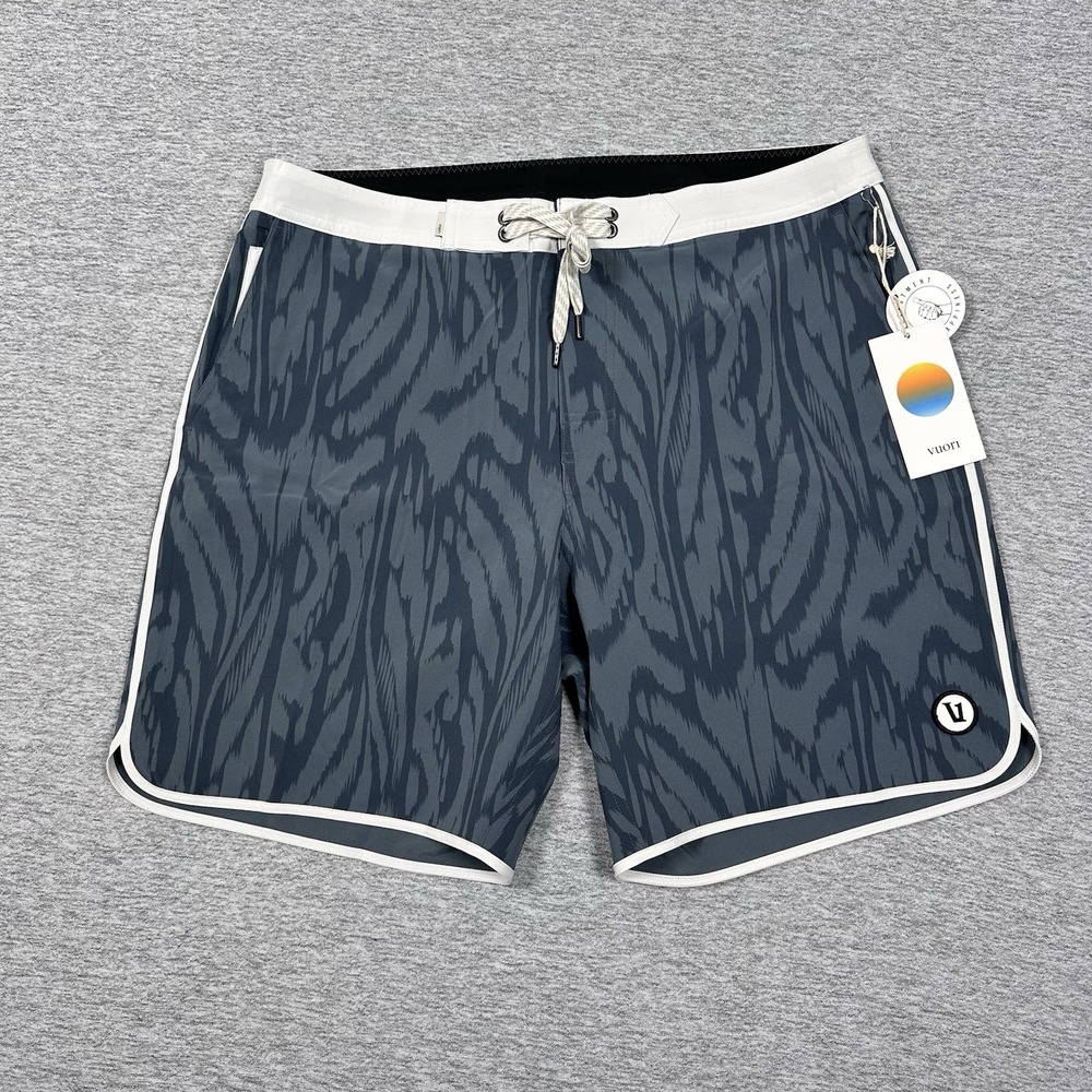 Vuori Cruise Board Shorts Mens 33 Blue Sea Mirage 7'' Drawstring Beach Surf NEW